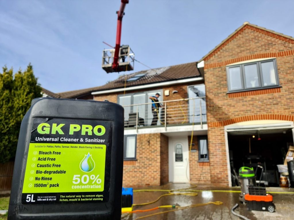 An example of roof cleaning biocide treatment in Kent by CLEAN CCS LTD
